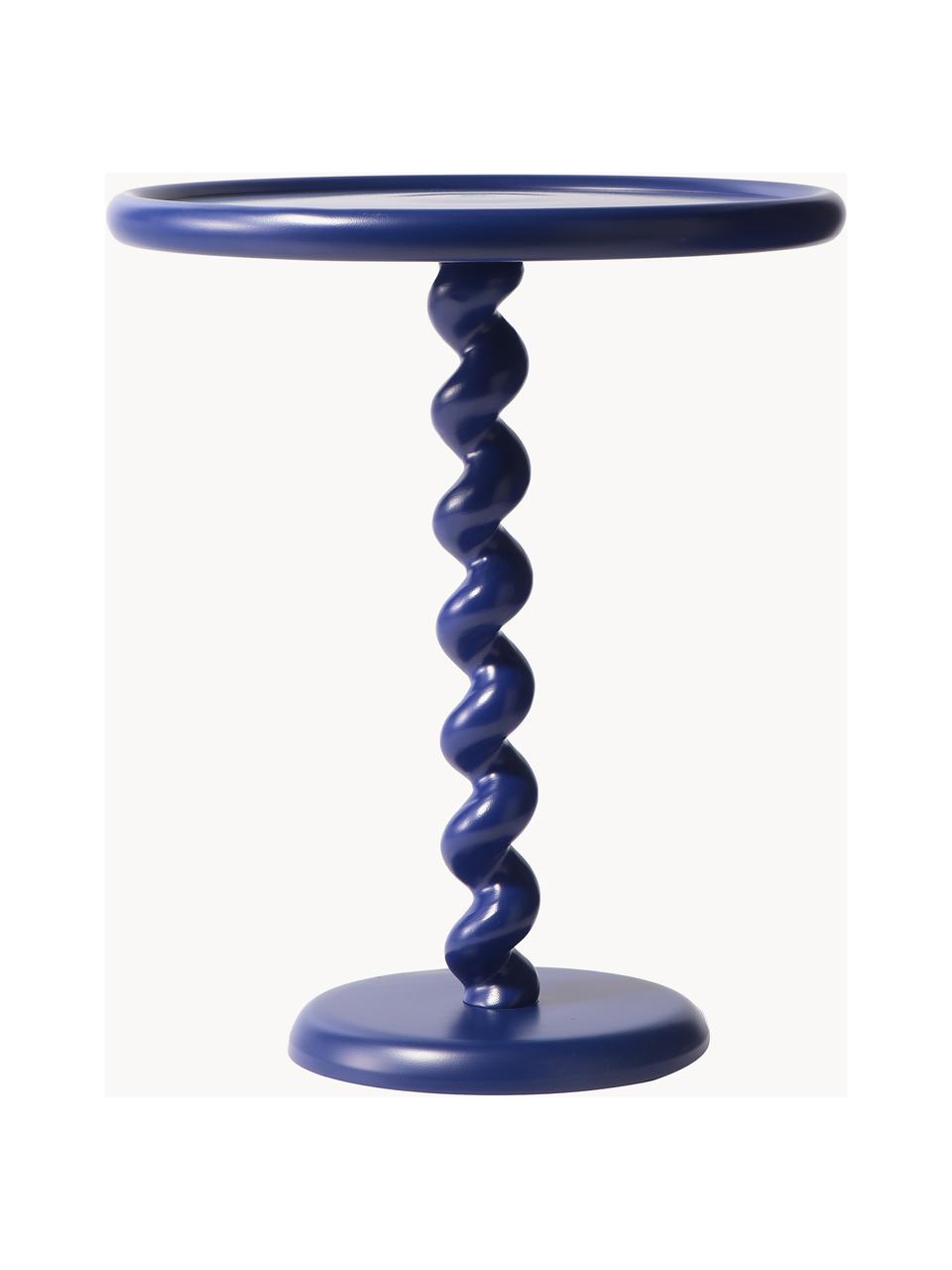 Ronde bijzettafel Twister, Gepoedercoat aluminium, Donkerblauw, Ø 46 x H 56 cm