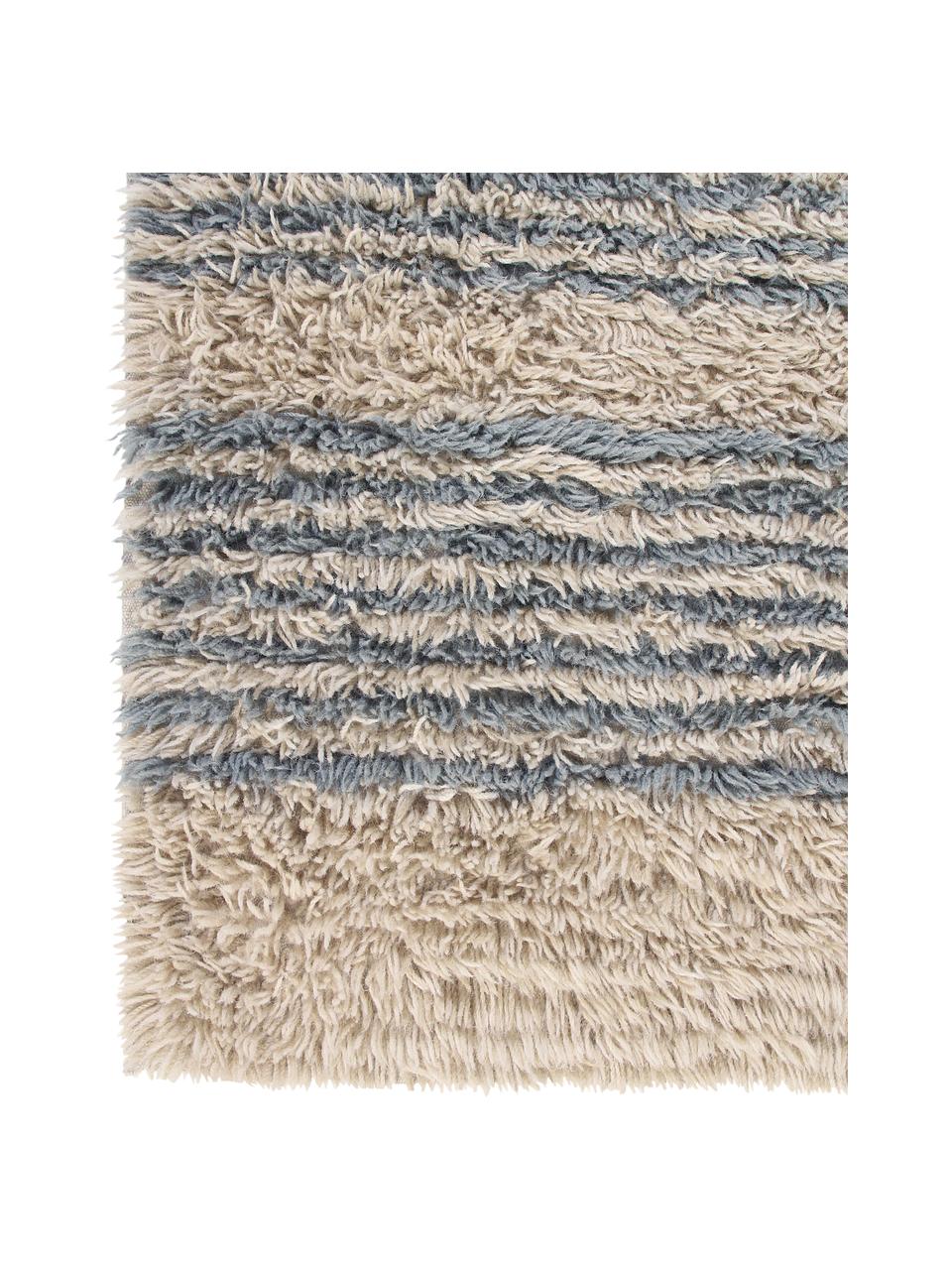 Tapis en laine lavable Woolable Sunray, Beige, couleur sable, brun, bleu foncé