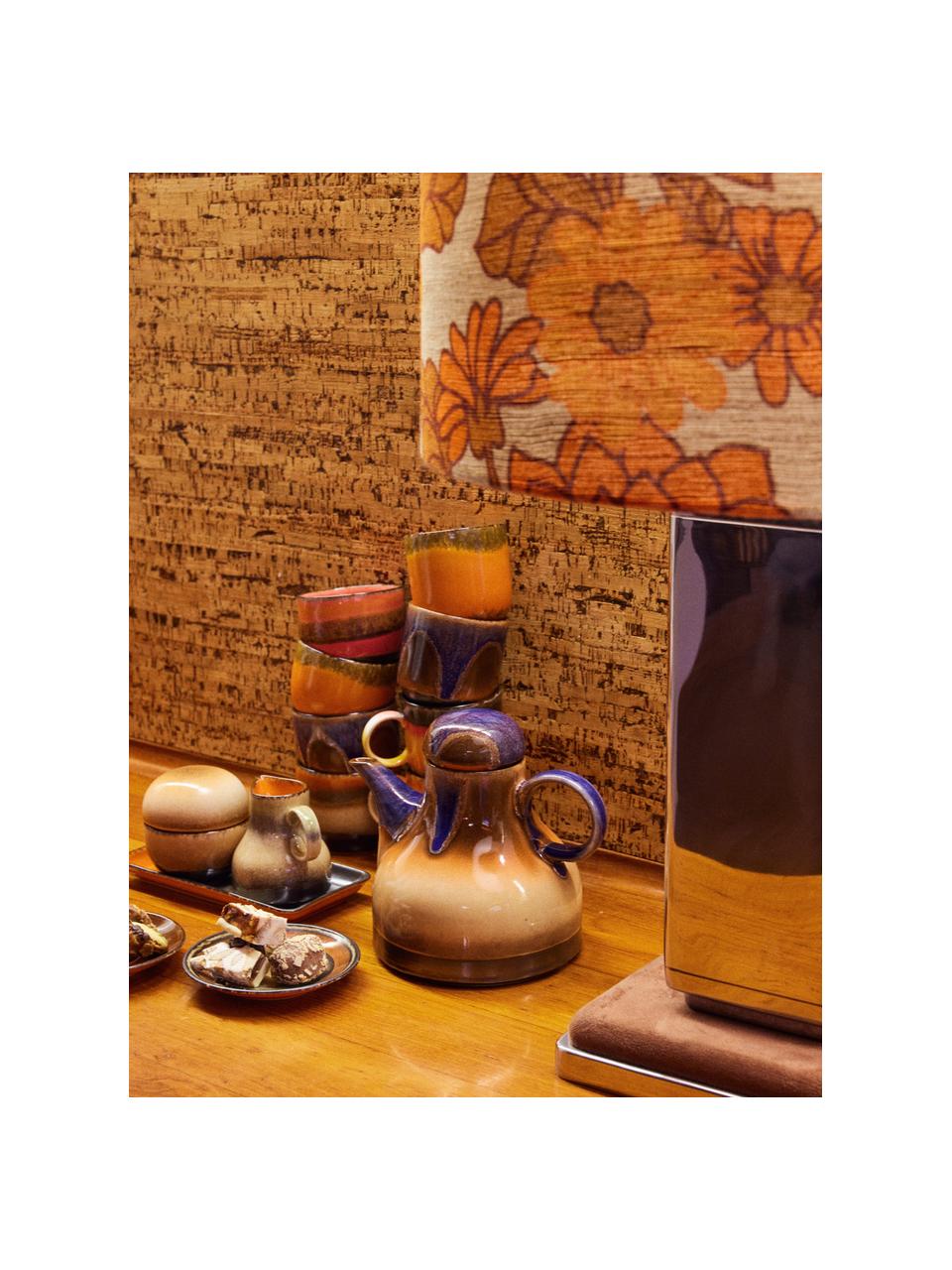 Set de tazas artesanales de cerámica 70's, 4 uds., Cerámica, Multicolor, Ø 8 x Al 7 cm, 230 ml
