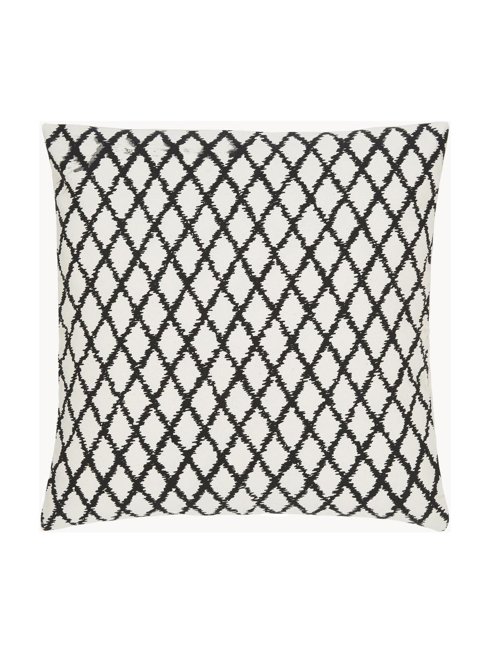 Housse de coussin 45x45 noir et blanc Delilah, 100 % coton, Blanc, noir, larg. 45 x long. 45 cm