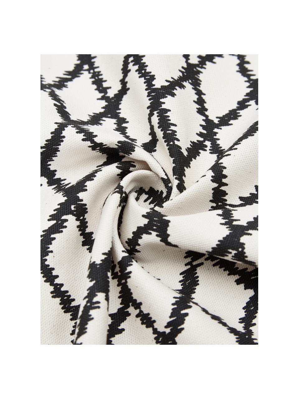 Housse de coussin 45x45 noir et blanc Delilah, 100 % coton, Blanc, noir, larg. 45 x long. 45 cm