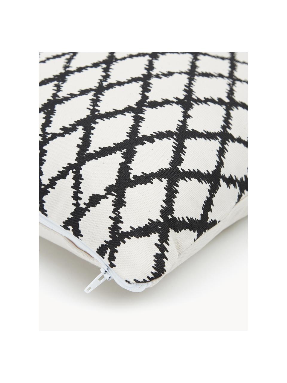 Housse de coussin 45x45 noir et blanc Delilah, 100 % coton, Blanc, noir, larg. 45 x long. 45 cm