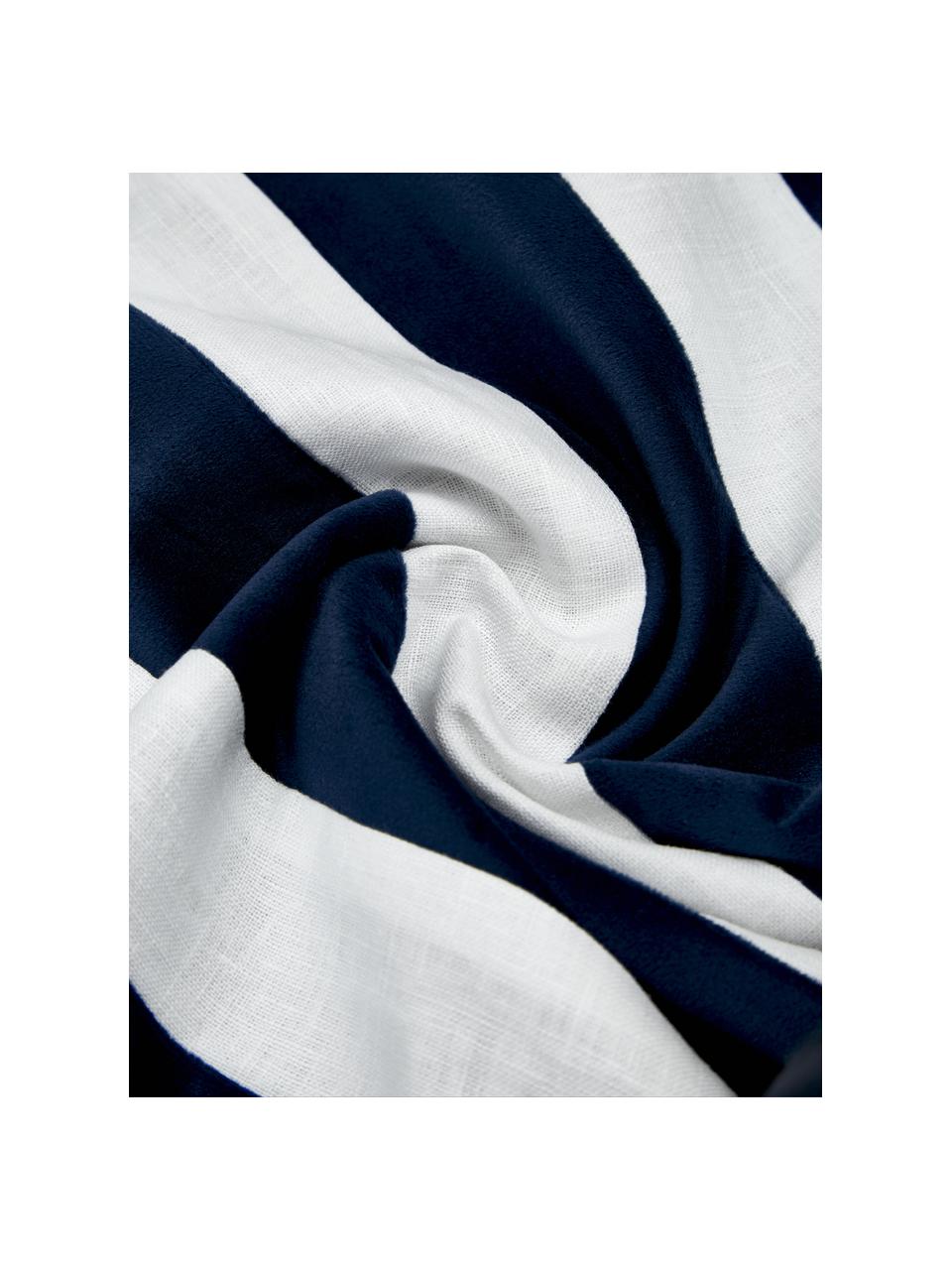 Kussenhoes Maui gemaakt van een fluweel-linnen mix in donkerblauw/wit, Donkerblauw, wit, B 30 x L 50 cm