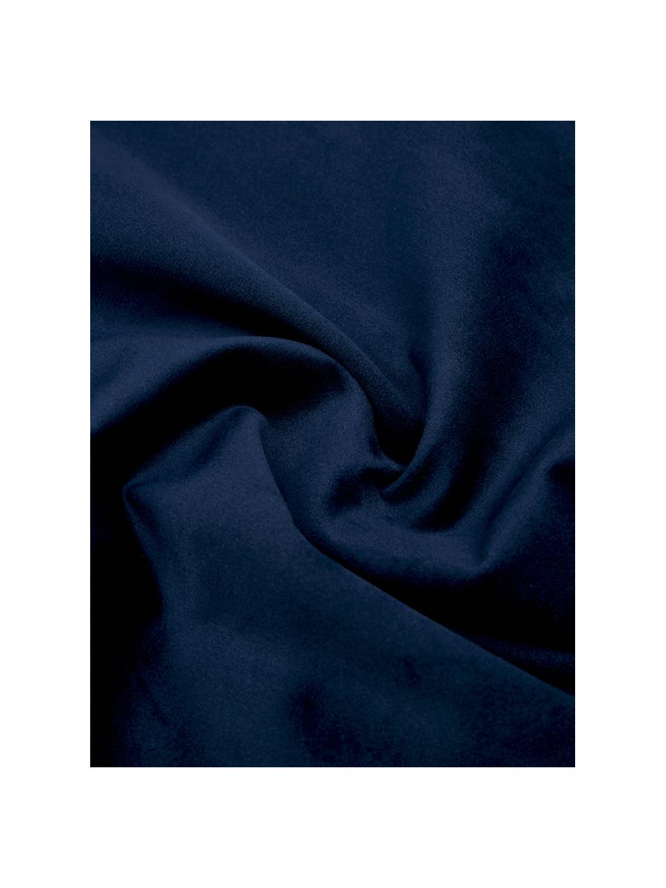 Copricuscino in misto velluto e lino Maui, Blu scuro, bianco, Larg. 30 x Lung. 50 cm