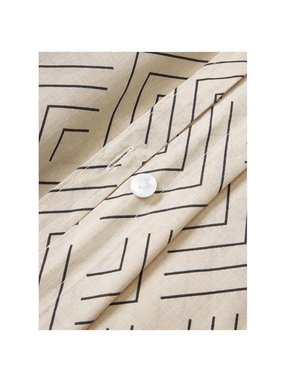 Parure copripiumino in cotone con motivo grafico Milano, Beige, Larg. 200 x Lung. 200 cm