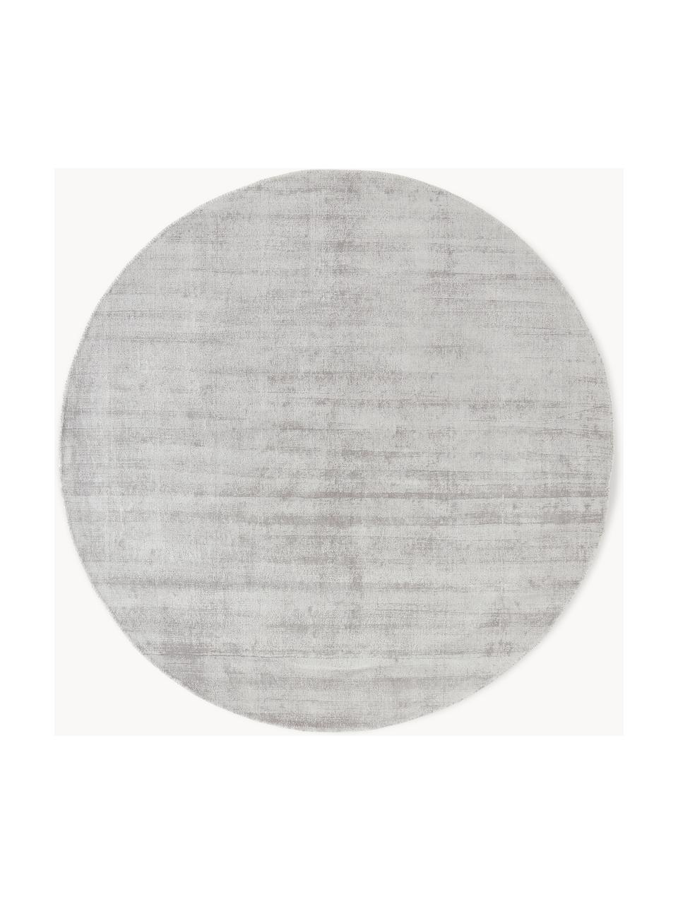 Tapis rond en viscose tissé main Jane, Gris clair, Ø 250 cm (taille XL)