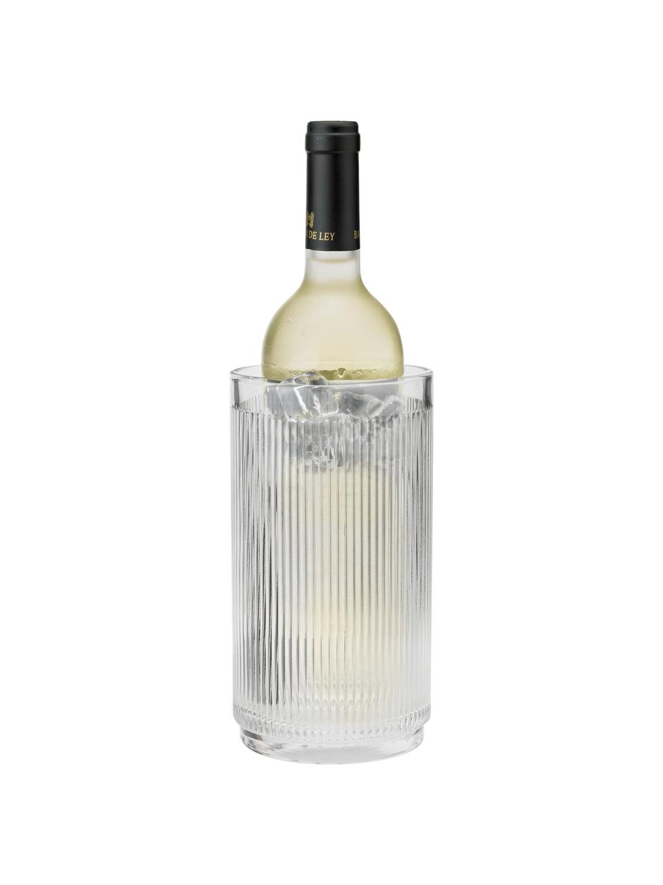 Glazen flessenkoeler Pilastro met groefreliëf, Glas, Transparant, Ø 11 x H 20 cm