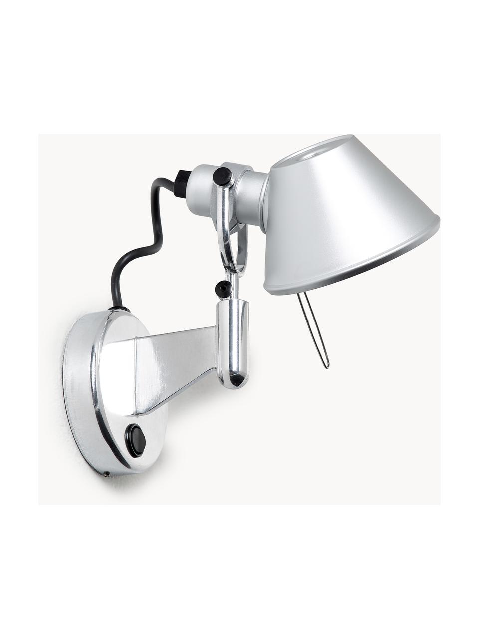 Spot mural Tolomeo Micro Faretto, réglable, Aluminium, enduit, Argenté, larg. 21 x haut. 20 cm