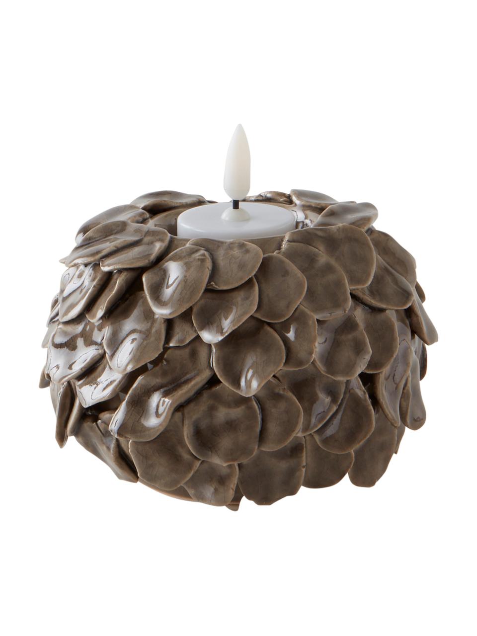 Ručně vyrobený keramický svícen na čajovou svíčku Lush, Keramika, Šedá, Ø 13 cm, V 9 cm