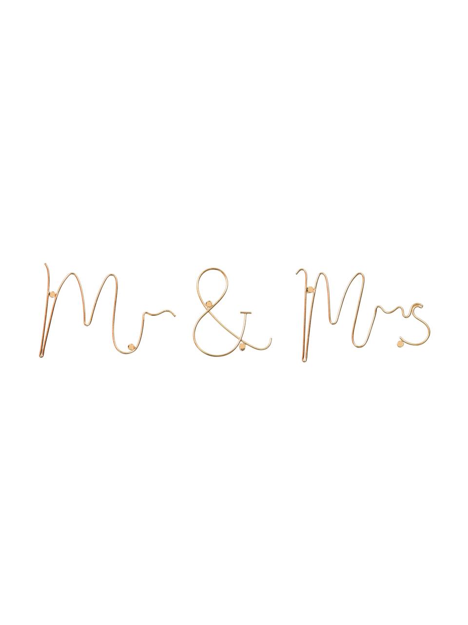 Nástenná dekorácia z hliníka Mr & Mrs, Hliník, Odtiene zlatej, Š 35 x V 12 cm