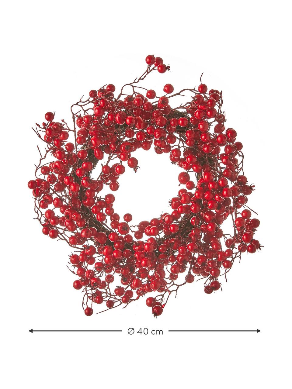 Decoratieve kerstkrans Stirling Ø 40 cm, Rood, Ø 40 x H 10 cm