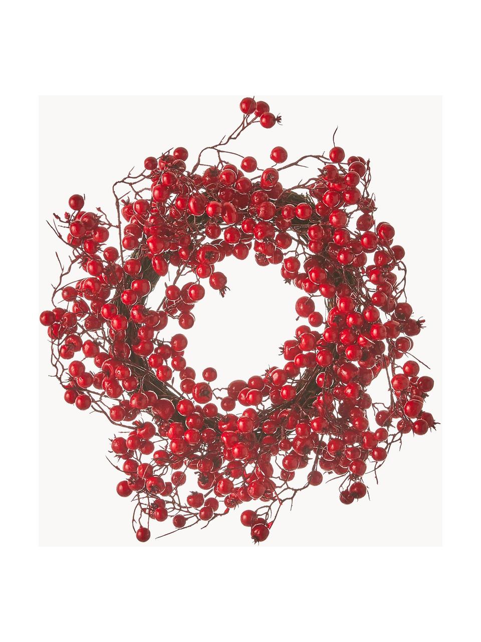 Künstlicher Weihnachtskranz Stirling Ø 40 cm, Rot, Ø 40 x H 10 cm