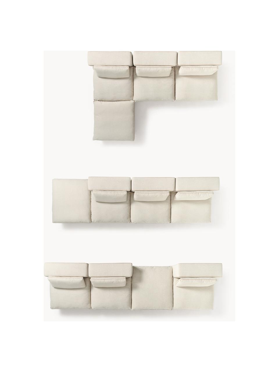 Canapé d'angle modulable avec pouf Felix, Tissu beige clair, larg. 300 x prof. 210 cm