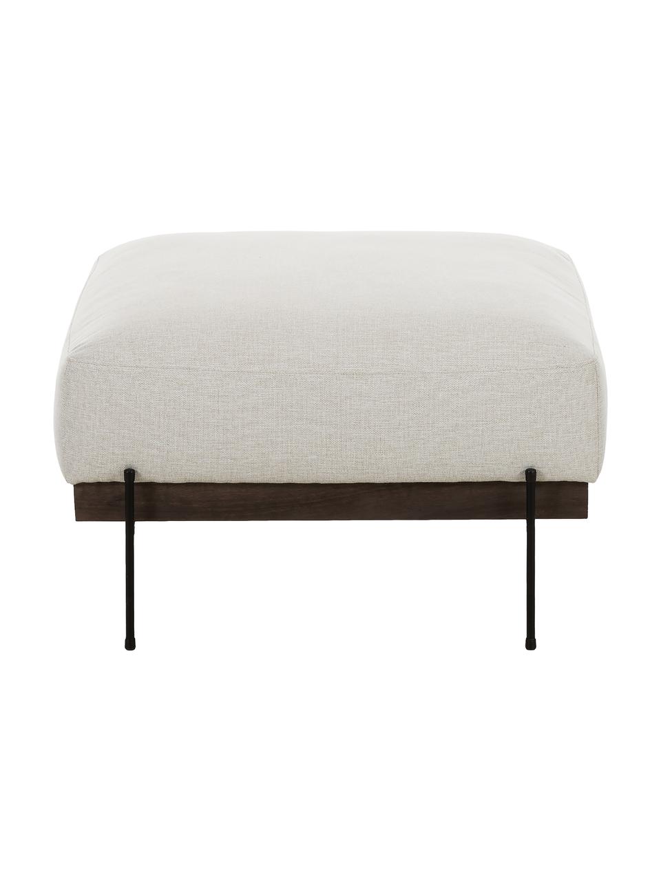 Voetenbank Brooks met metalen poten, Bekleding: polyester, Frame: massief grenenhout, Frame: grenenhout, gelakt, Poten: gepoedercoat metaal, Geweven stof beige, B 80 x H 43 cm