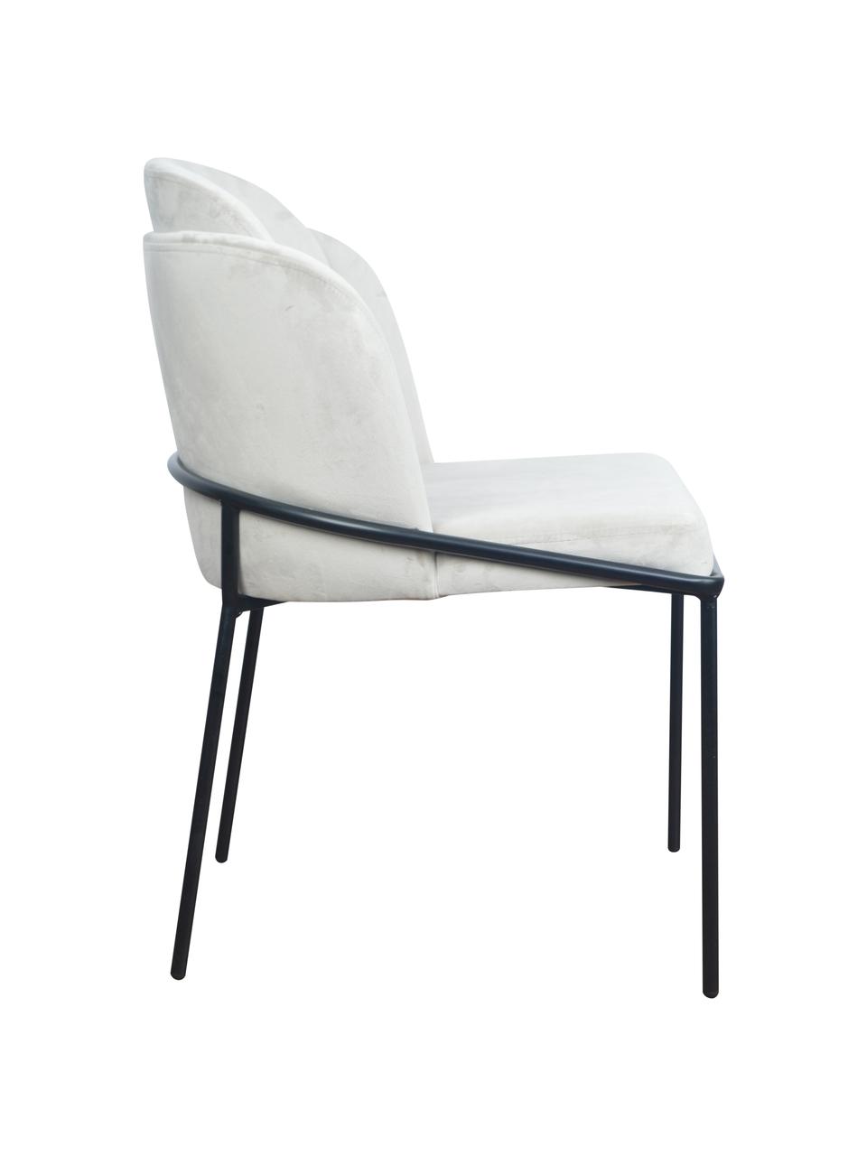 Sametová čalouněná židle Polly, Krémově bílá, Š 57 cm, H 55 cm