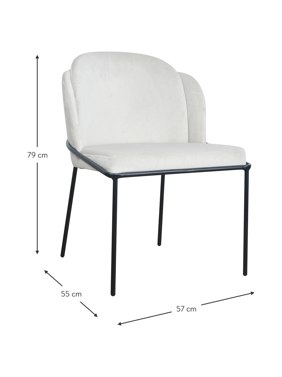 Krzesło tapicerowane z aksamitu Polly, Tapicerka: aksamit (100% poliester), Nogi: metal, Aksamitny kremowy, nogi: czarny, S 57 x G 55 cm