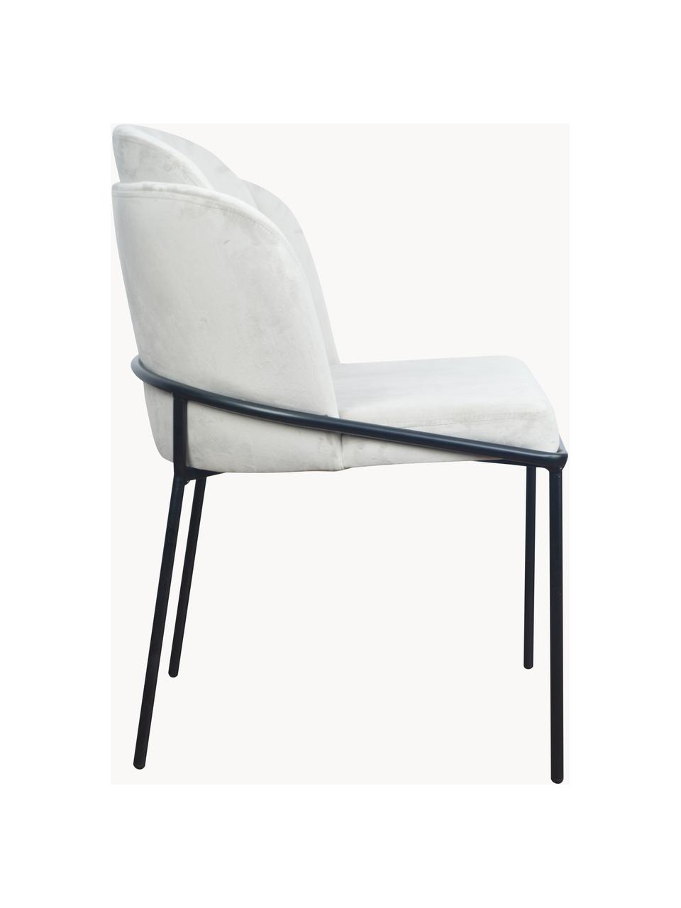 Krzesło tapicerowane z aksamitu Polly, Tapicerka: aksamit (100% poliester), Nogi: metal, Kremowobiały aksamit, S 57 x G 55 cm