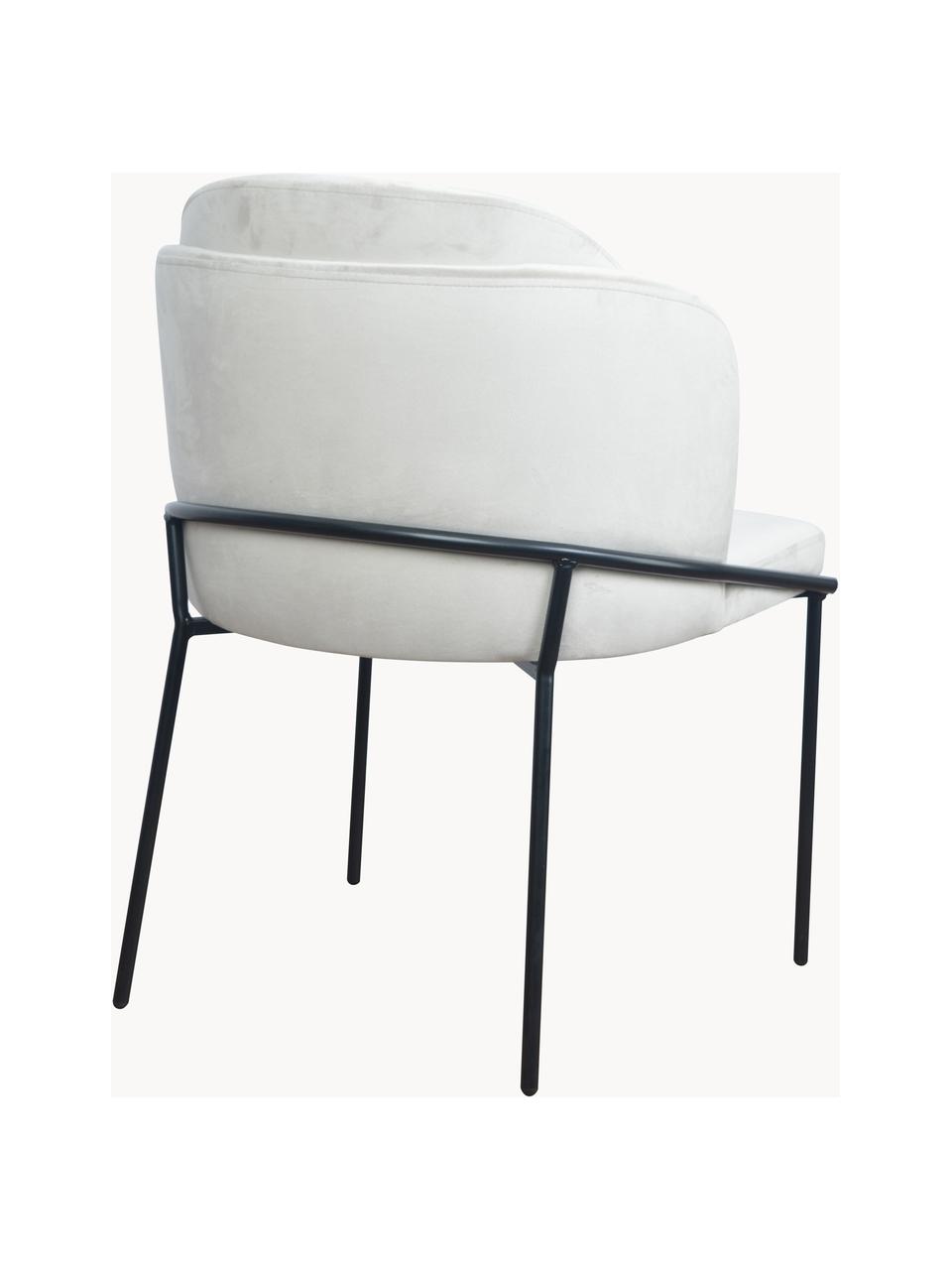 Krzesło tapicerowane z aksamitu Polly, Tapicerka: aksamit (100% poliester), Nogi: metal, Kremowobiały aksamit, S 57 x G 55 cm
