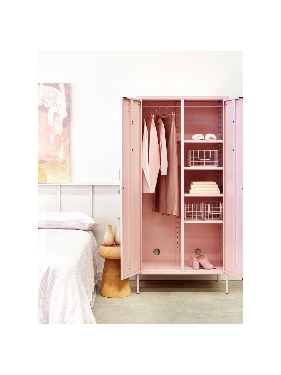 Opbergmanden The Baskets, set van 3, Gepoedercoat staal, Lichtroze, Set met verschillende formaten