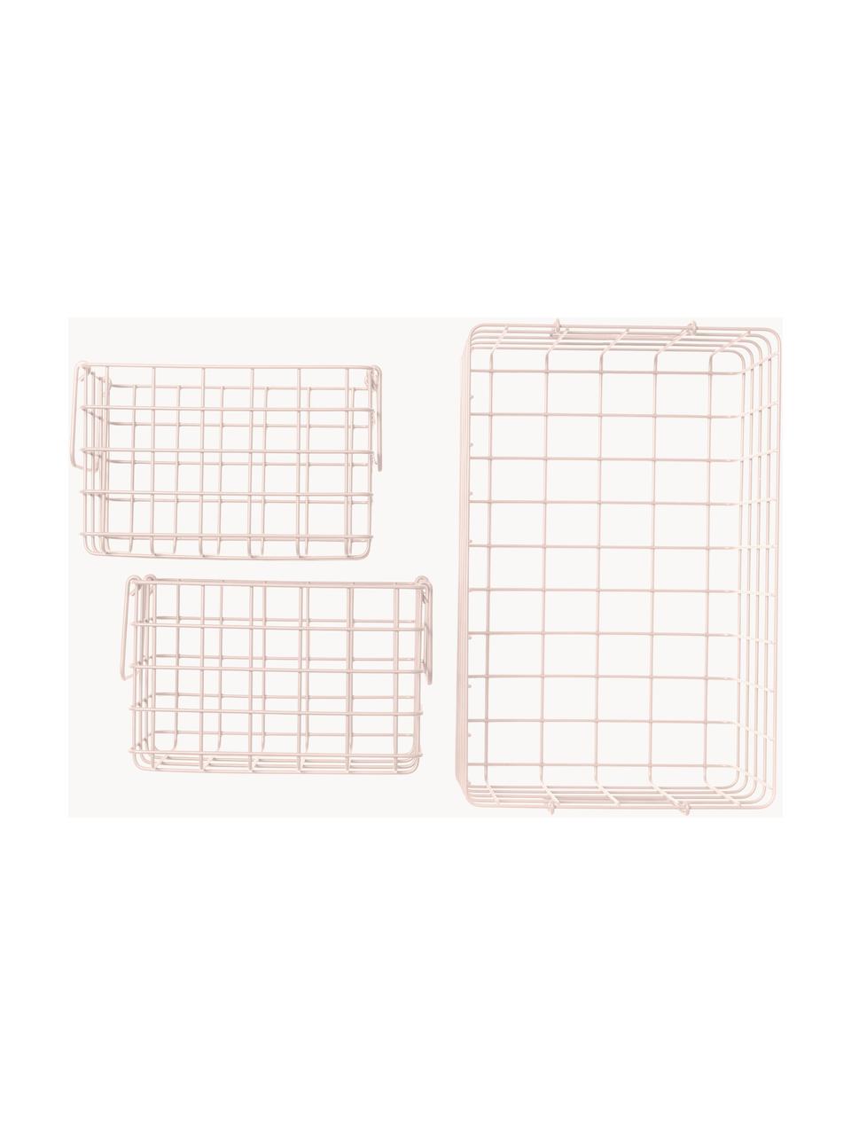 Opbergmanden The Baskets, set van 3, Gepoedercoat staal, Lichtroze, Set met verschillende formaten