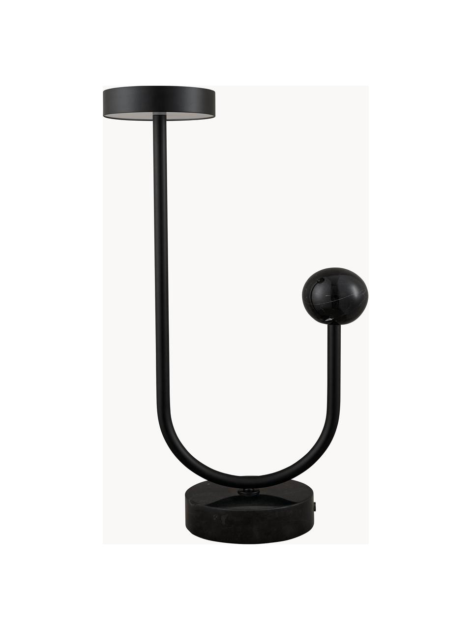 Grande lampe à poser LED en marbre Grasil, Noir, marbré, larg. 28 x haut. 56 cm