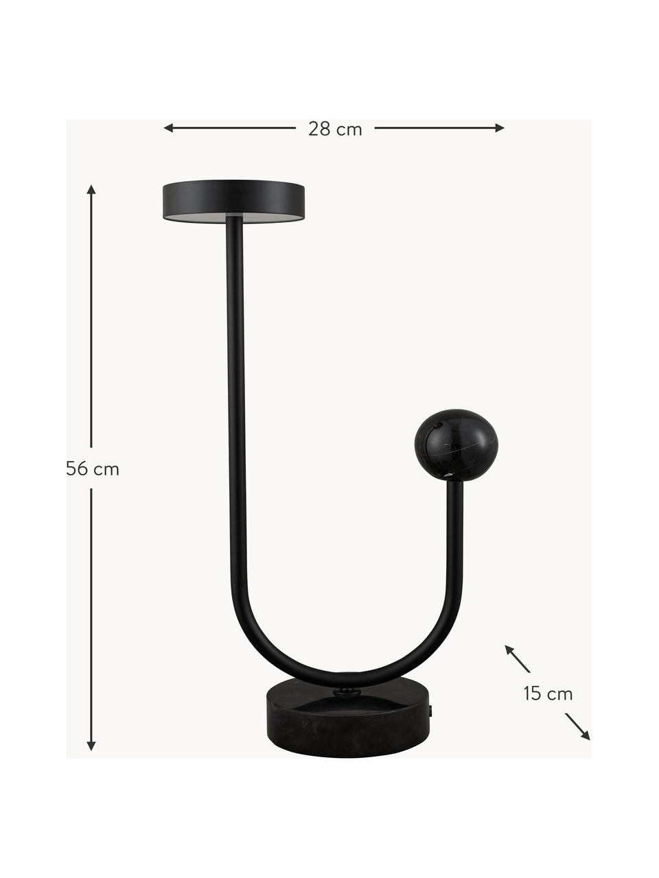 Velká stolní LED lampa z mramoru Grasil, Černá, mramorovaná, Š 28 cm, V 56 cm