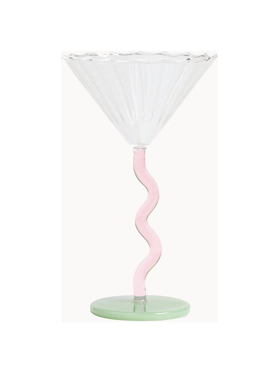 Bicchieri da cocktail in vetro borosilicato Curve 2 pz, Vetro borosilicato, Trasparente, lilla, verde chiaro, Ø 17 x Alt. 10 cm, 150 ml