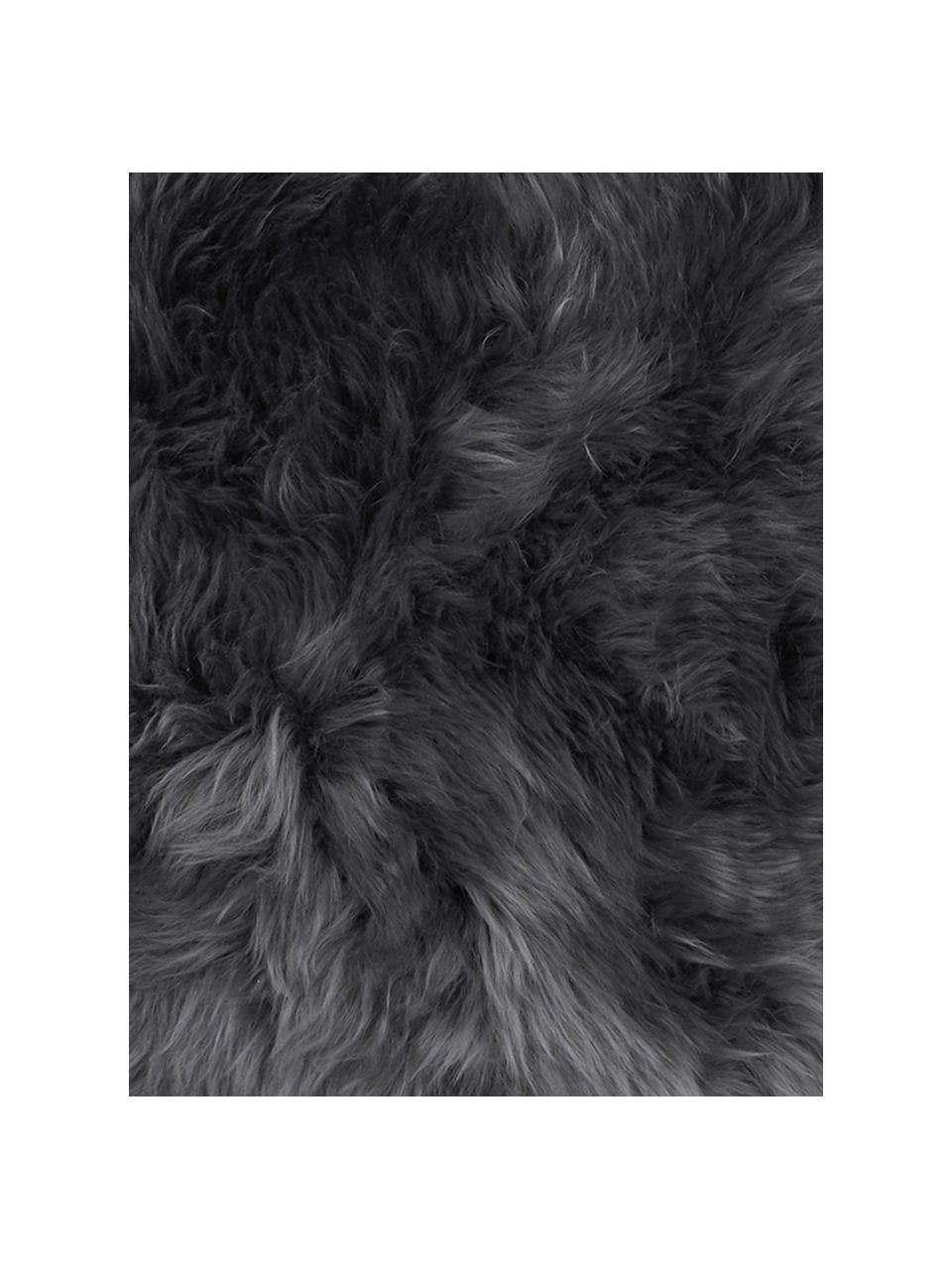 Poszewka na poduszkę ze skóry owczej Oslo, proste włosie, Przód: ciemny szary Tył: ciemny szary, S 30 x D 50 cm