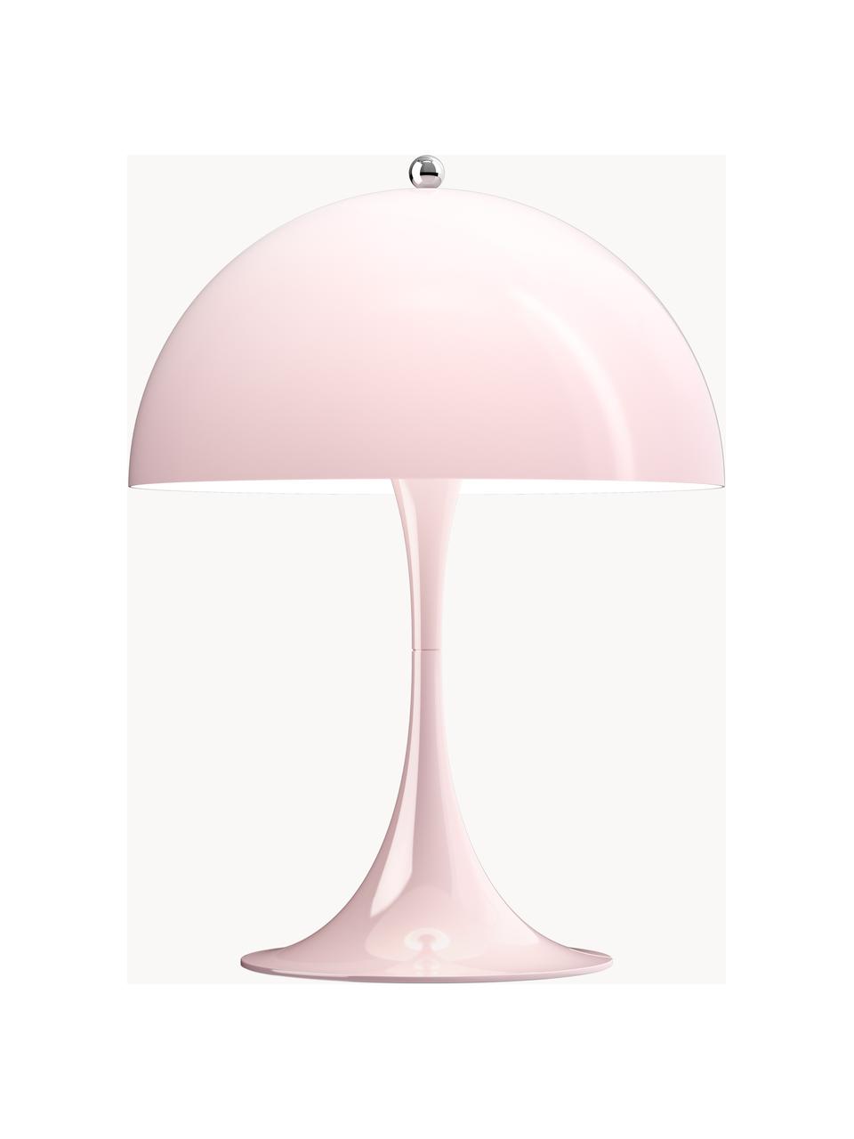 Lampada da tavolo a LED con luce regolabile e timer Panthella, alt. 34 cm, Paralume: vetro acrilico, Struttura: alluminio rivestito, Vetro acrilico rosa chiaro, Ø 25 x Alt. 34 cm