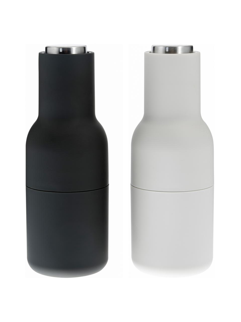 Moulin à sel et à poivre design avec couvercle en acier inoxydable Bottle Grinder, 2 élém., Anthracite, gris clair, acier inoxydable, Ø 8 x haut. 21 cm