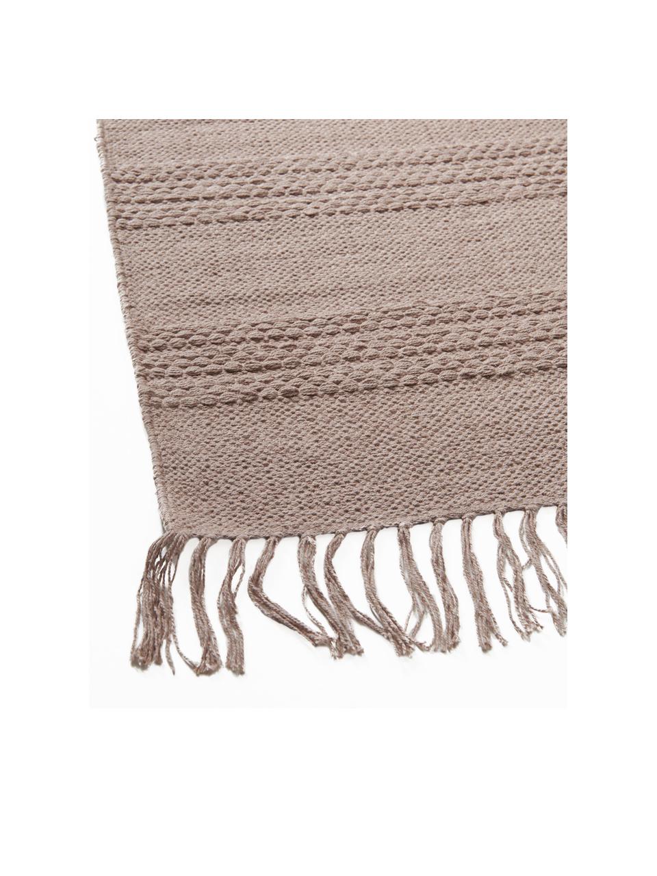 Dywan z bawełny z frędzlami Tanya, 100% bawełna, Taupe, S 160 x D 230 cm (Rozmiar M)