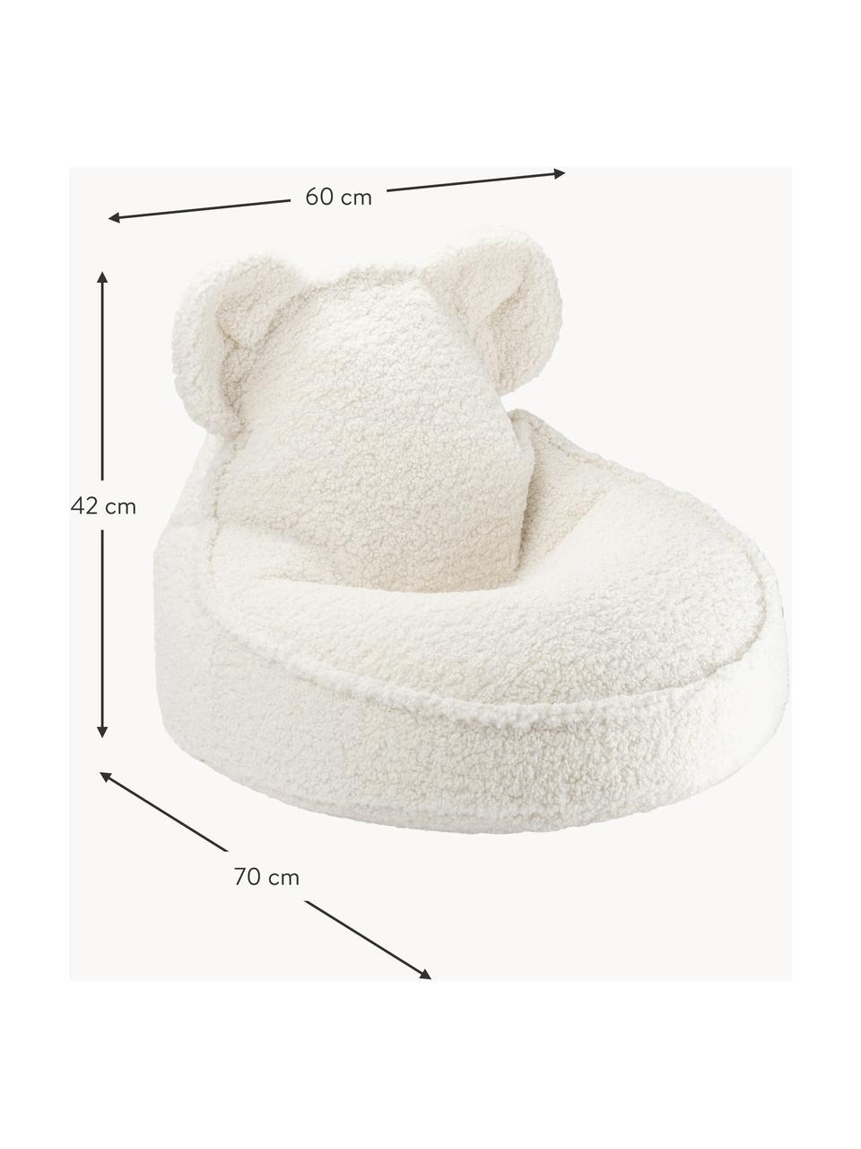 Pouf per bambini in teddy Bear, Teddy bianco latte, Larg. 60 x Prof. 70 cm