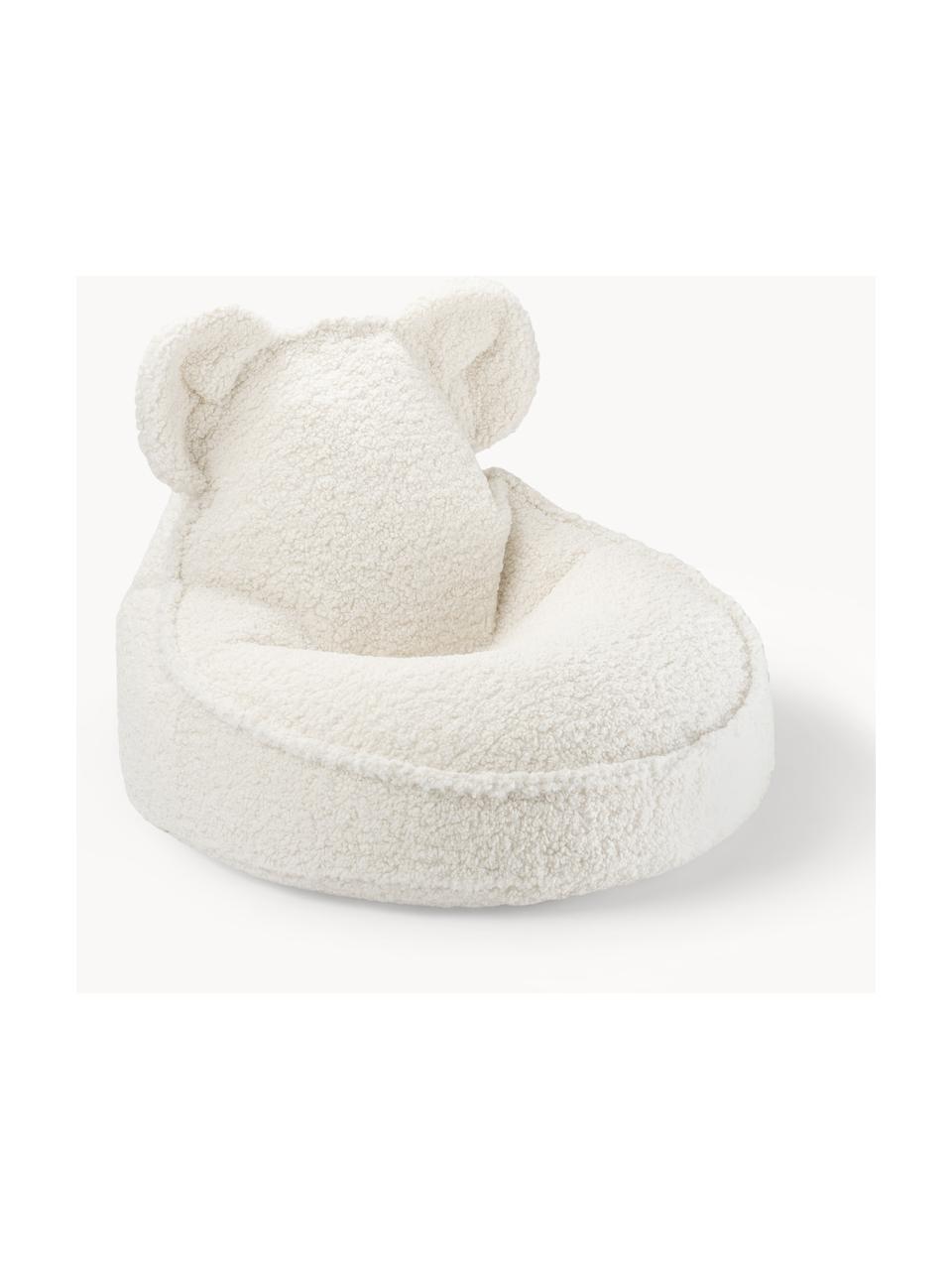 Pouf per bambini in teddy Bear, Teddy bianco latte, Larg. 60 x Prof. 70 cm