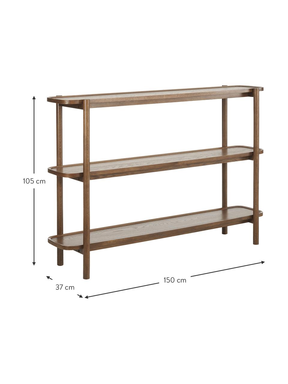 Estantería consola estrecha de roble Libby, Estructura: roble macizo, Roble barnizado oscuro, An 150 x Al 105 cm