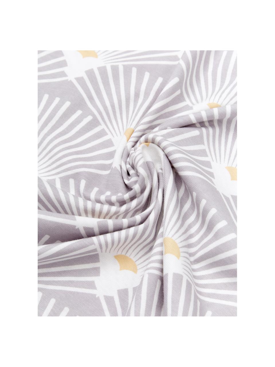 Jersey-Wendebettwäsche Ginkgo mit Muster, Webart: Jersey Jersey ist ein kli, Grau, Weiss, 135 x 200 cm + 1 Kissen 80 x 80 cm