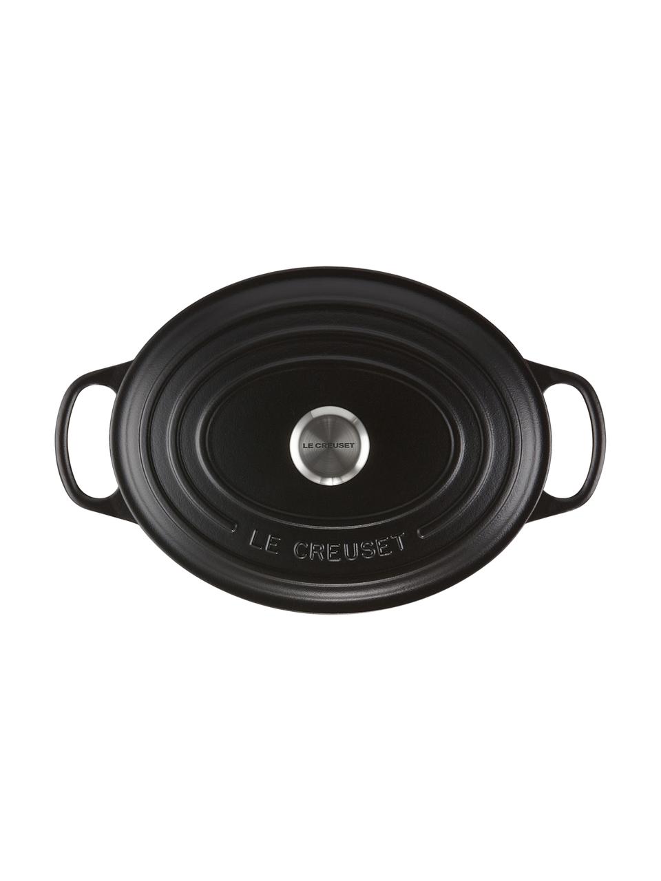 Asador ovalado de hierro fundido Signature Collection, Hierro esmaltado, Negro, An 35 x Al 15 cm