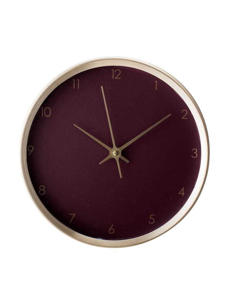 Reloj de pared Ola, Agujas: aluminio, pintado, Rojo burdeos, dorado, Ø 25 x P 5 cm