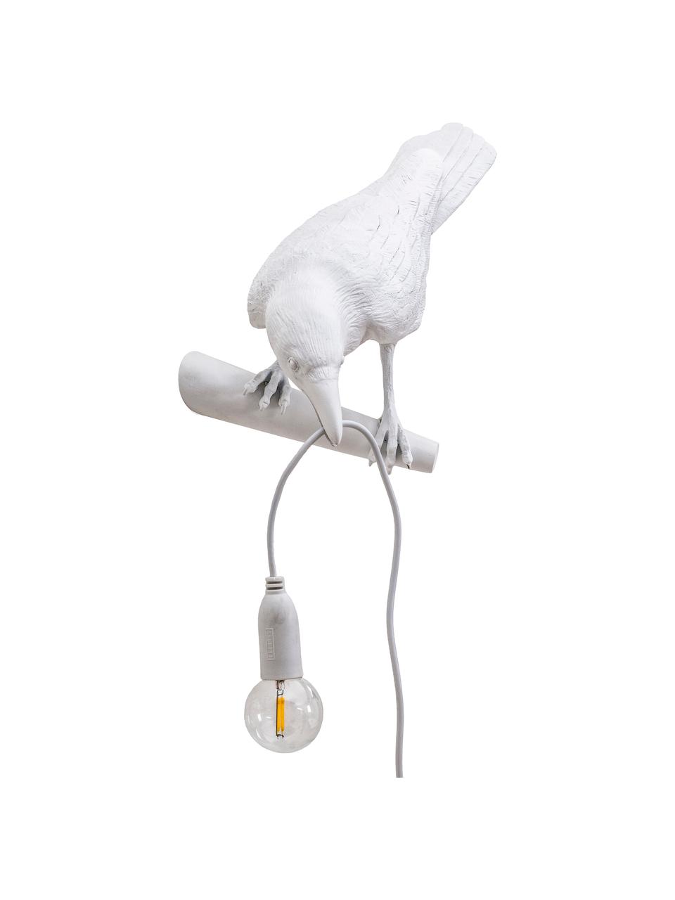 Design wandlamp Bird met stekker, Lamp: kunsthars, Wit, 33 x 13 cm