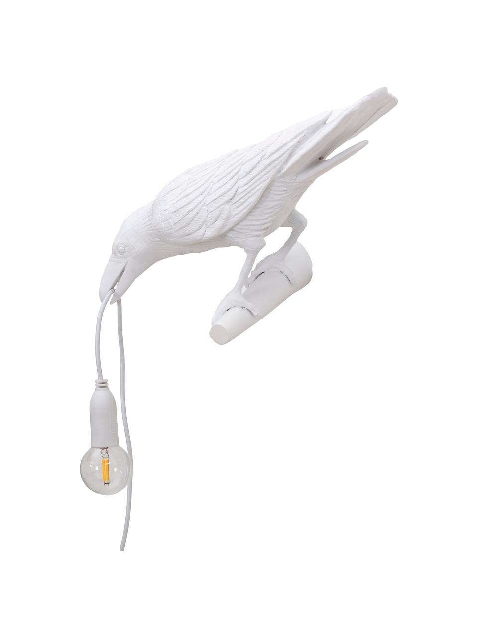 Design Wandleuchte Bird mit Stecker, Weiss, 33 x 13 cm