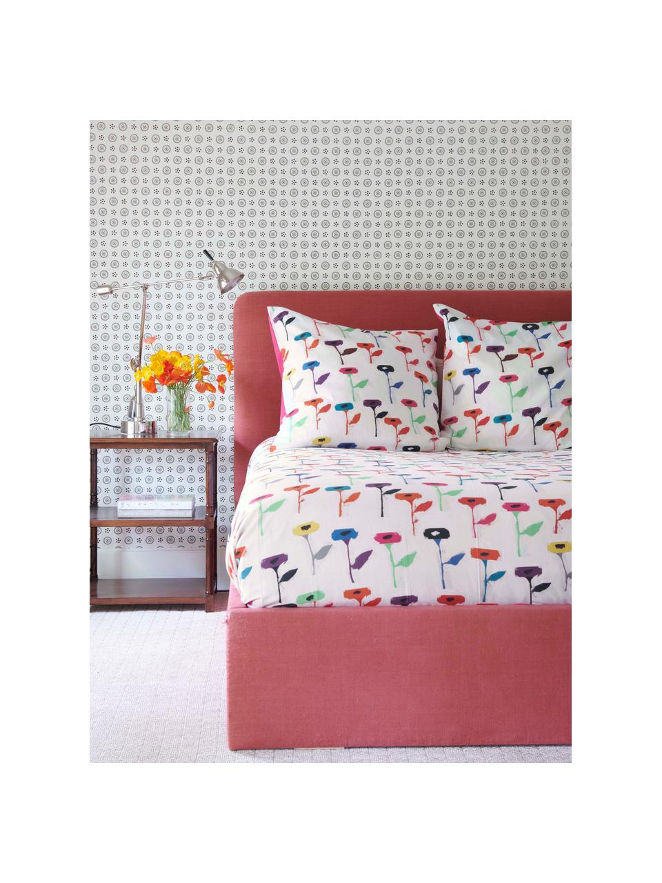 Fundas de almohada de satén de diseño Weyda, 2 uds., Blanco, rosa, An 50 x L 70 cm