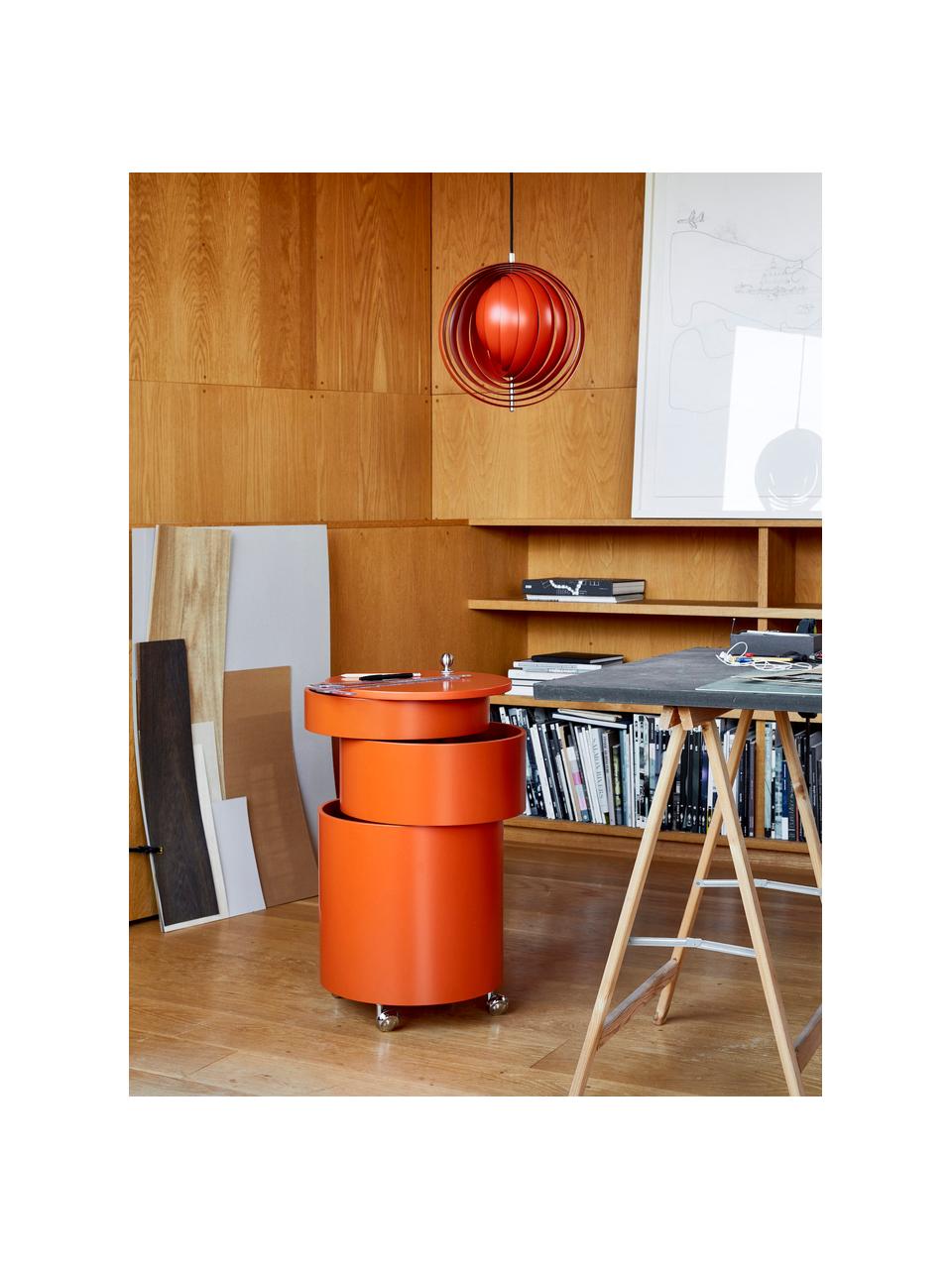 Kulatá skříňka na kolečkách Barboy, design Verner Panton, Oranžová, matná, Ø 38 cm, V 73 cm