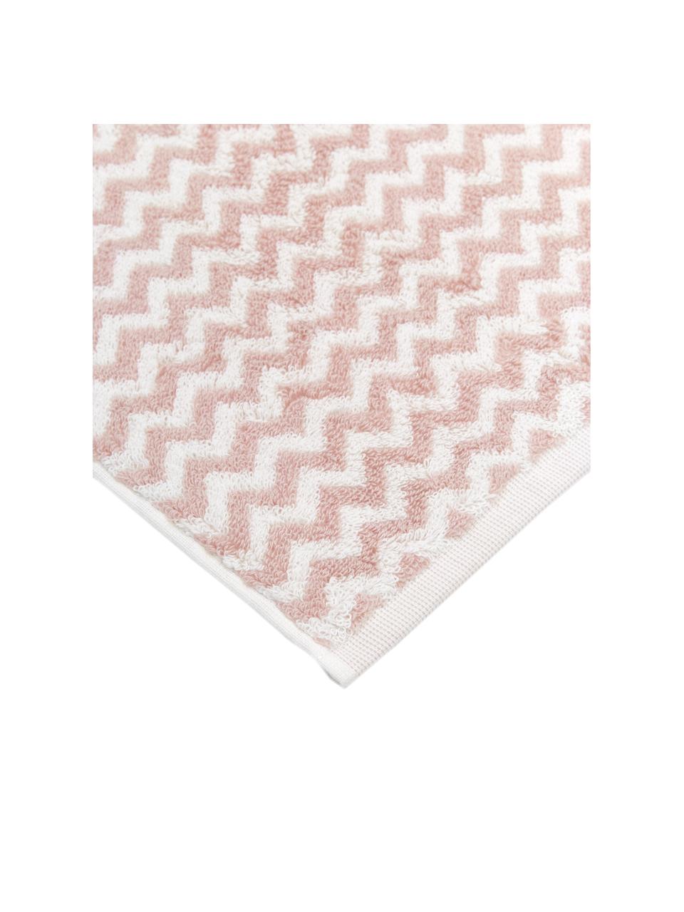 Asciugamano con motivo a zigzag Liv 2 pz, 100% cotone,
qualità media 550 g/m², Rosa, bianco crema, Asciugamano per ospiti, Larg. 30 x Lung. 50 cm, 2 pz