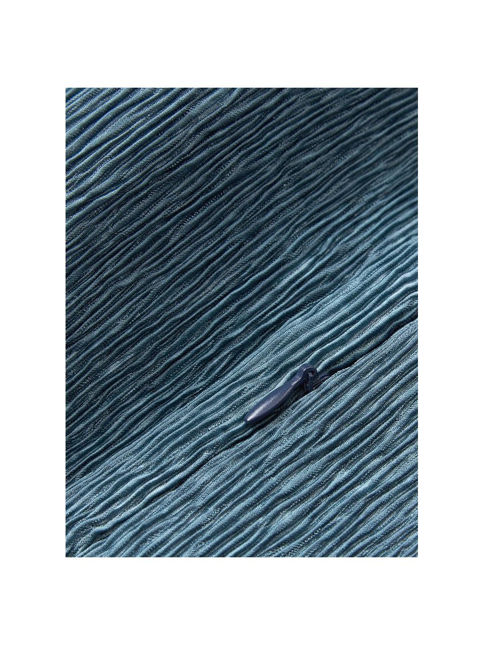 Federa arredo con superficie strutturata Aline, 100% poliestere, Blu, Larg. 45 x Lung. 45 cm