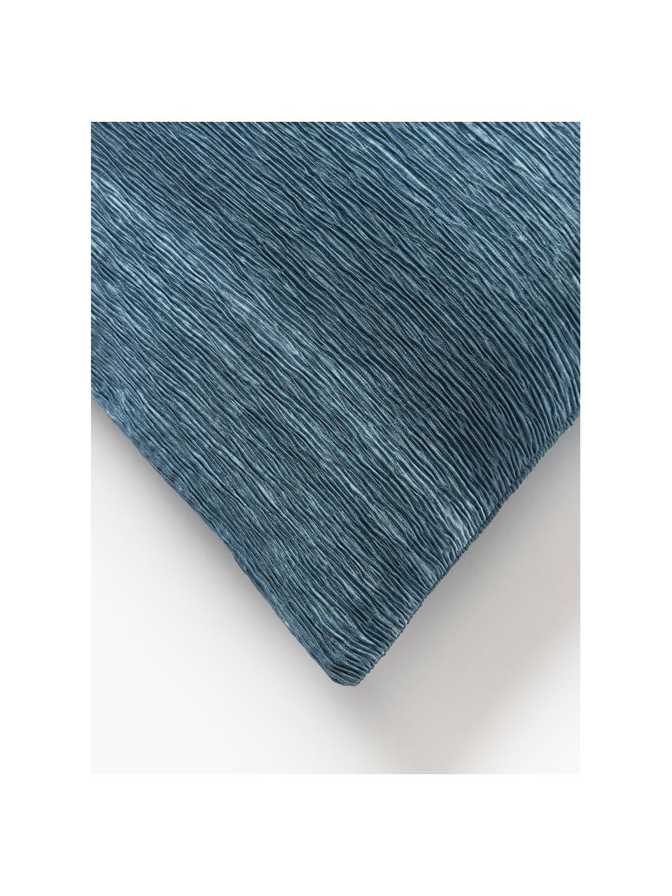 Copricuscino con superficie strutturata Aline, 100% poliestere, Blu, Larg. 40 x Lung. 40 cm