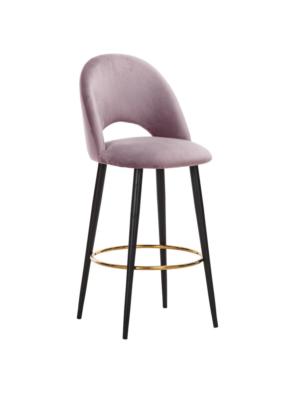 Zamatová barová stolička Rachel, Zamatová tmavoružová, Š 48 x V 110 cm