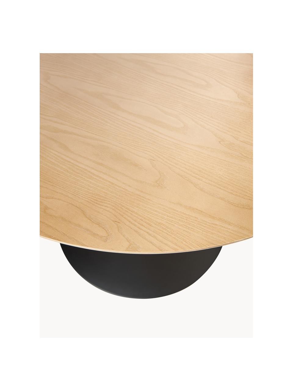 Mesa de comedor redonda Menorca, Ø 100 cm, Tablero: fibras de densidad media , Estructura: metal con pintura en polv, Madera de fresno, negro, Ø 100 cm