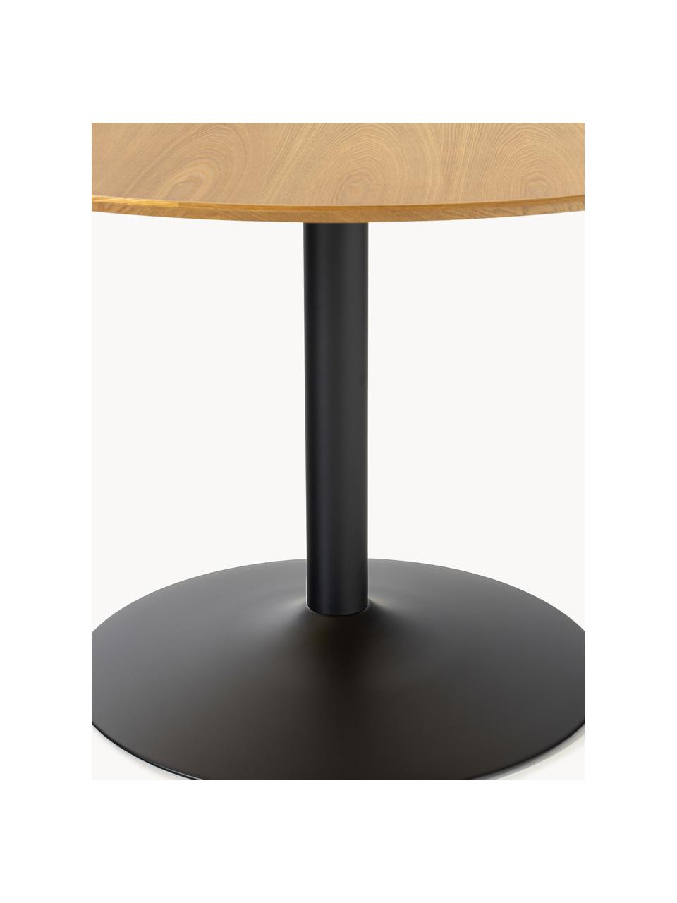 Table ronde avec placage en frêne Menorca, Ø 100 cm, Bois de frêne, noir, Ø 100 cm