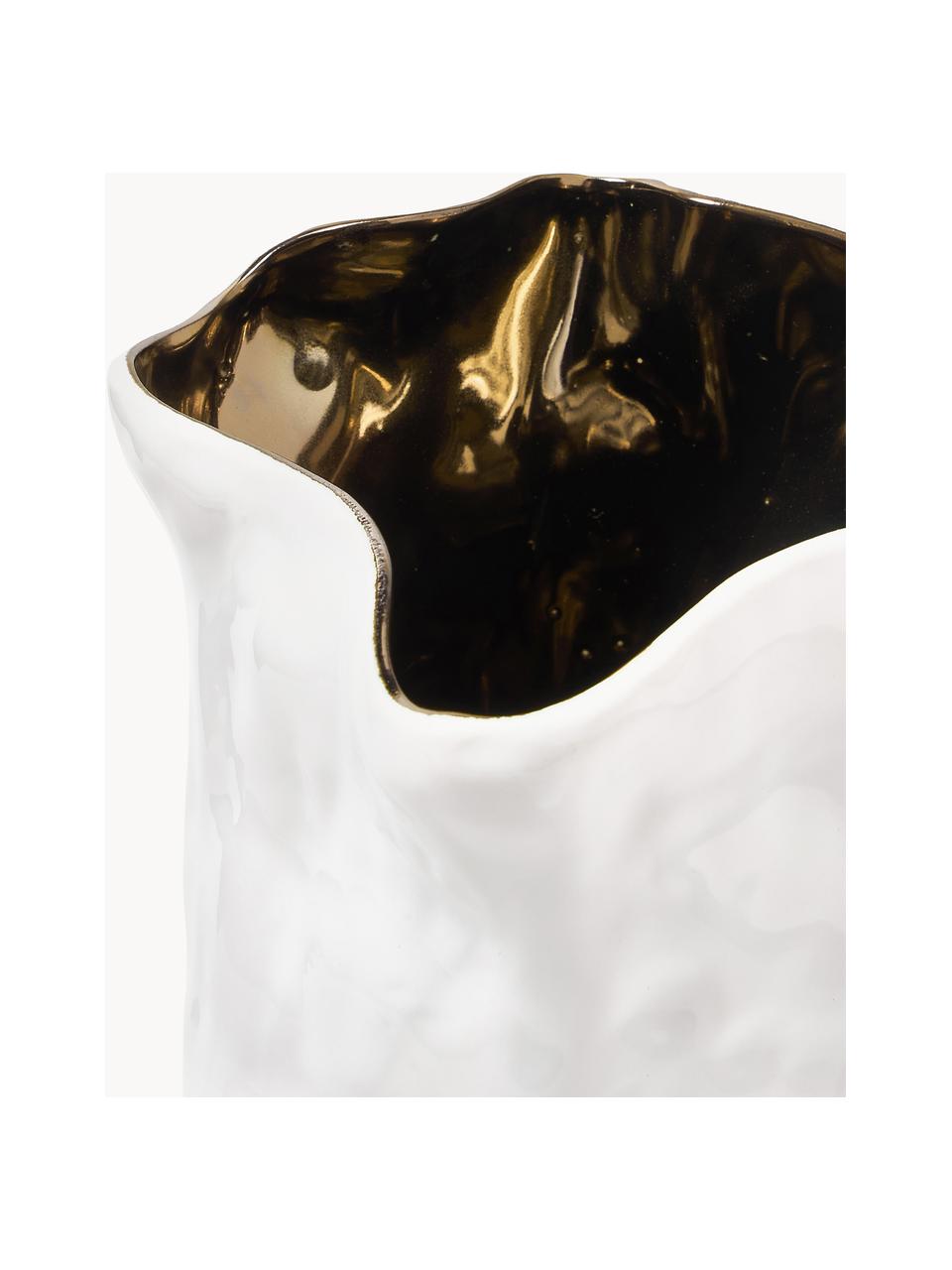 Vase avec décor doré Dimple, Céramique, émaillée, Blanc, couleur dorée, Ø 20 x haut. 33 cm