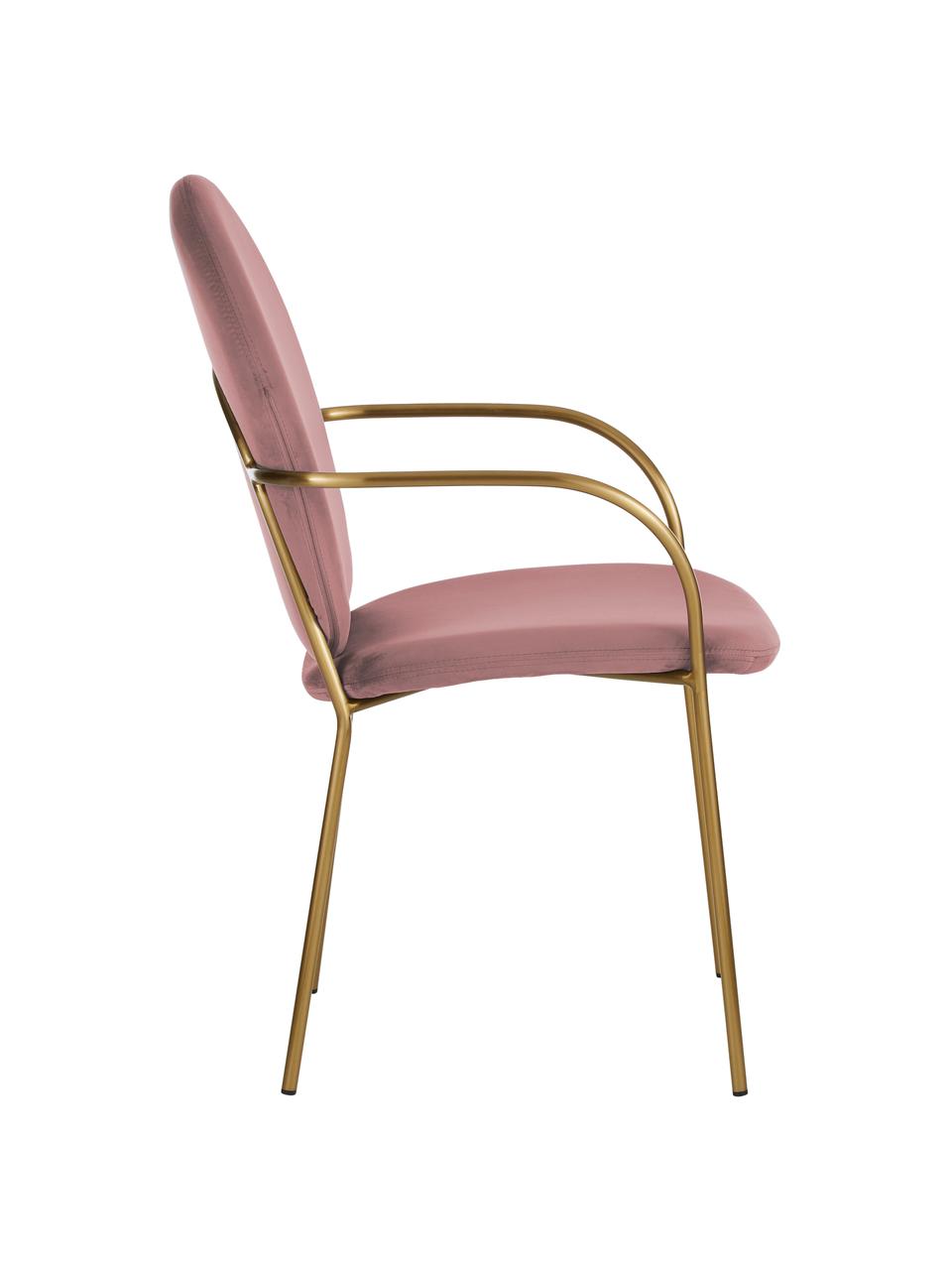 Sametová židle s područkami Mary, Tmavě růžová