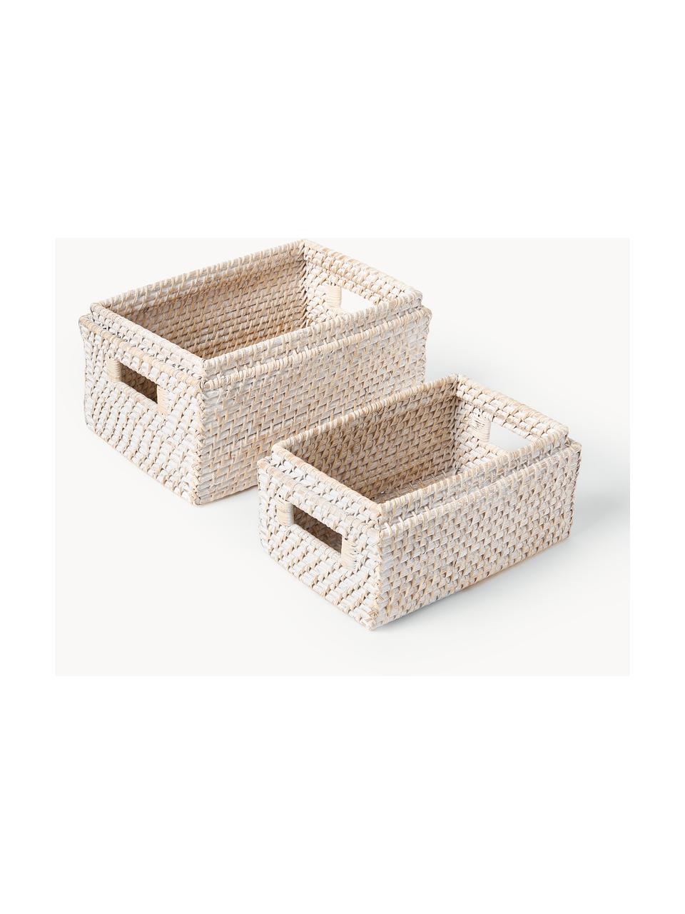 Set di 2 cesti con coperchio Lurdes, Rattan, Beige chiaro, Set in varie misure